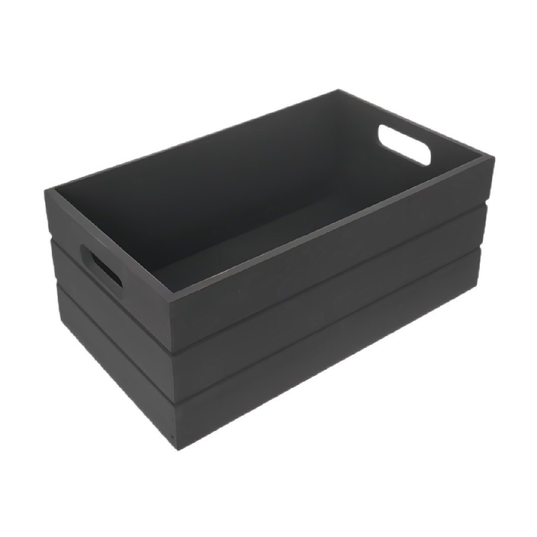 Black Storage Bin with Cutout Handles-gqhardware.com