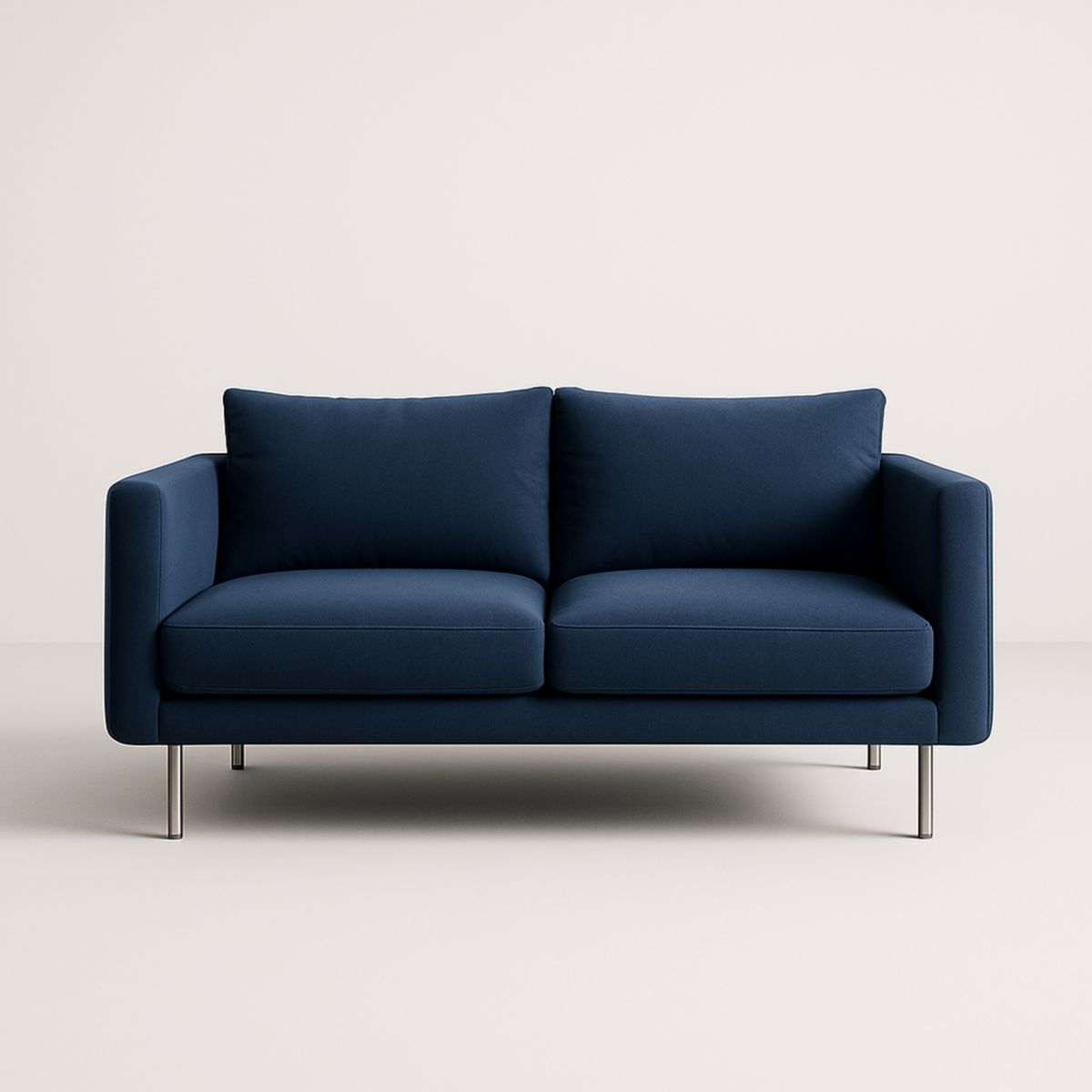Canapé 2 places tissu bleu pieds métal