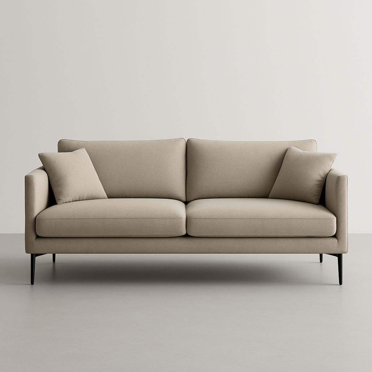 Canapé 2 places en tissu beige avec structure en métal