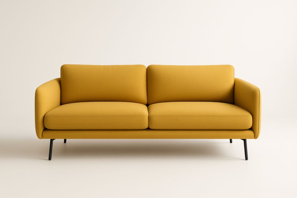 Canapé 2 Places Jaune Moutarde Tissu Métal