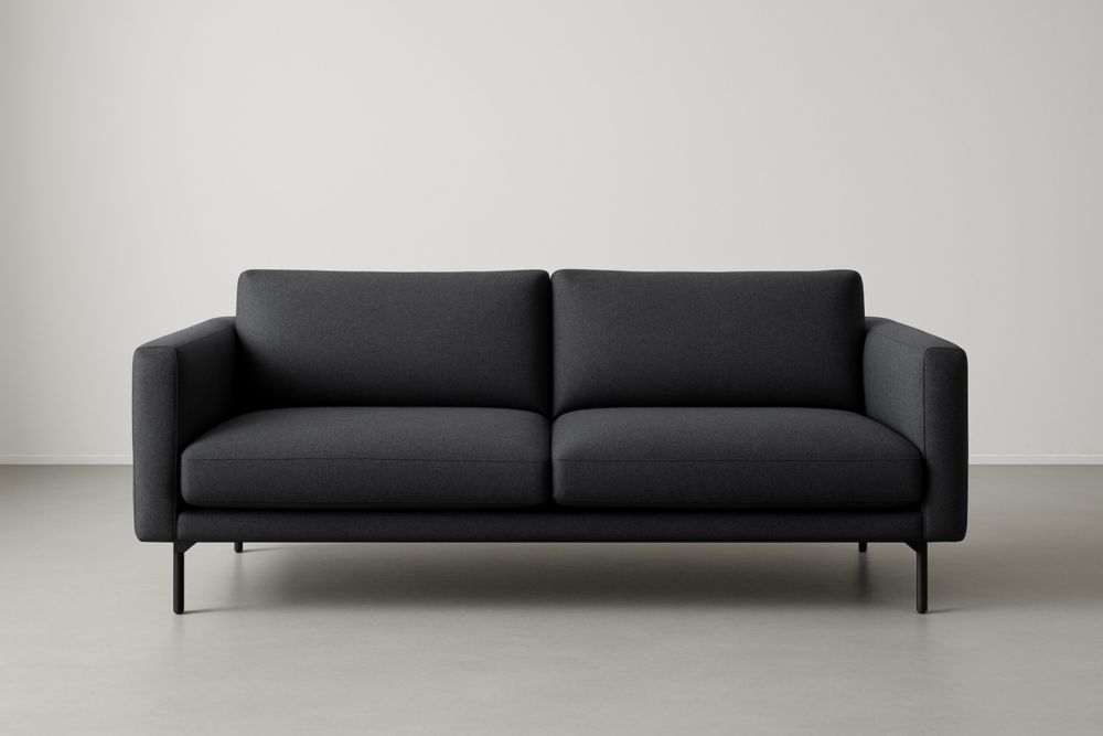 Canapé 2 Places Tissu Polyester Noir