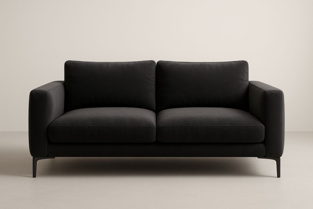 Canapé 2 Places Tissu et Métal Noir