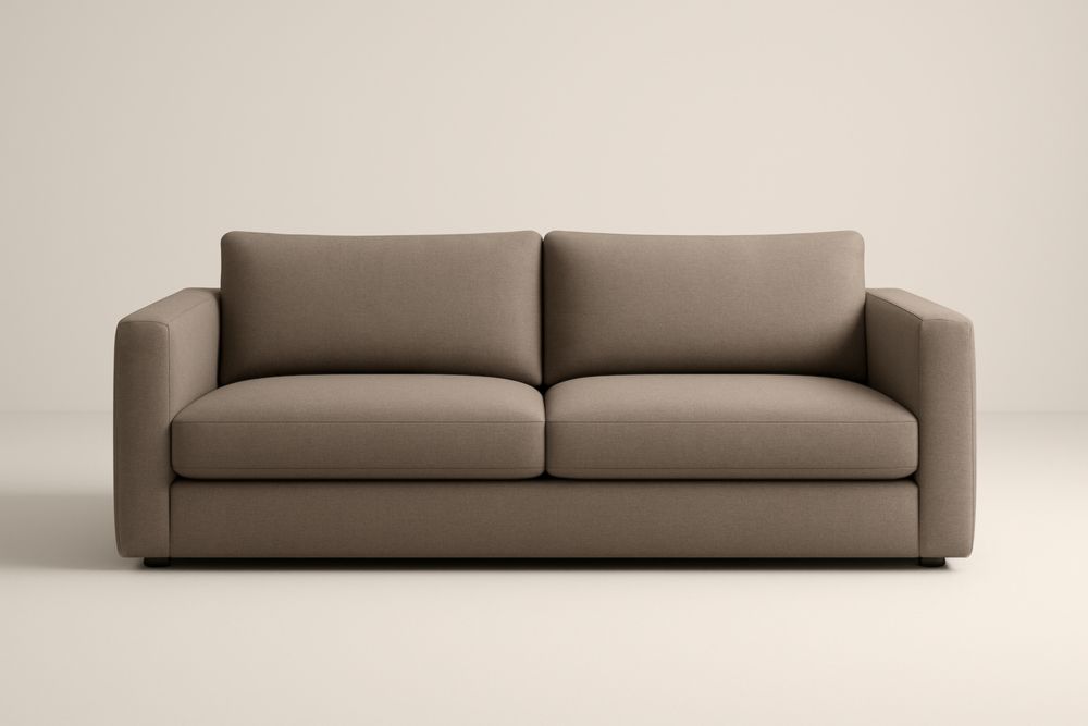 Canapé en tissu polyester beige 2 places