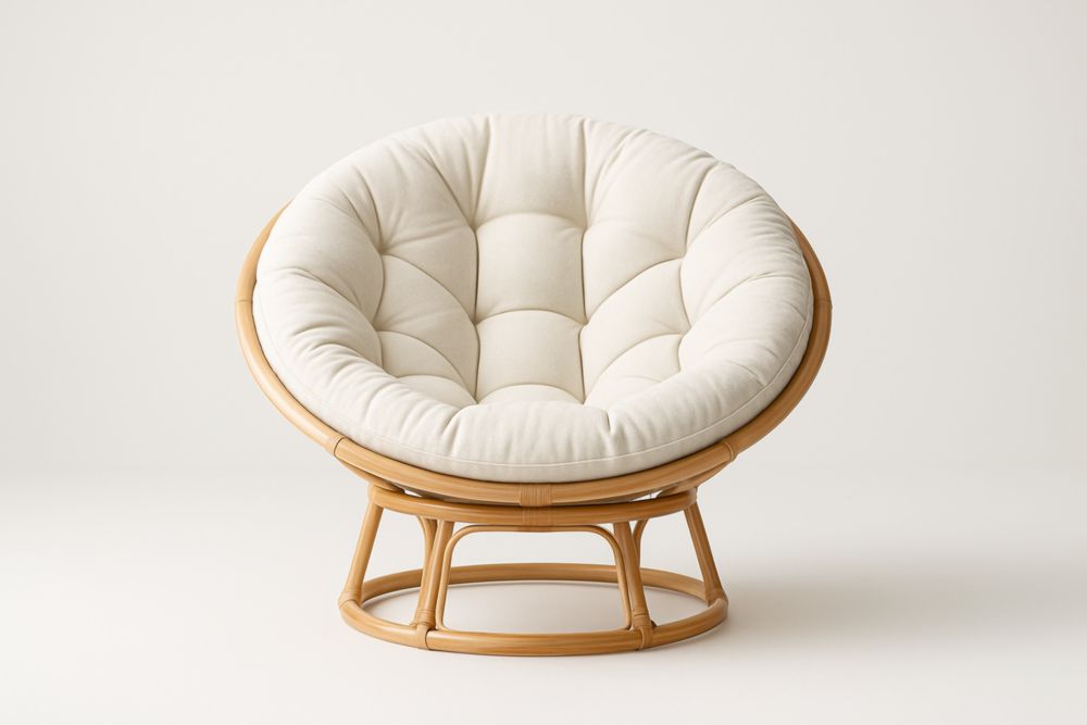 Fauteuil rond en rotin coussin tissu polyester