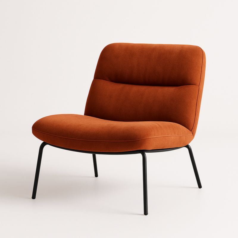 Fauteuil lounge tissu polyester rouille pieds métal noir