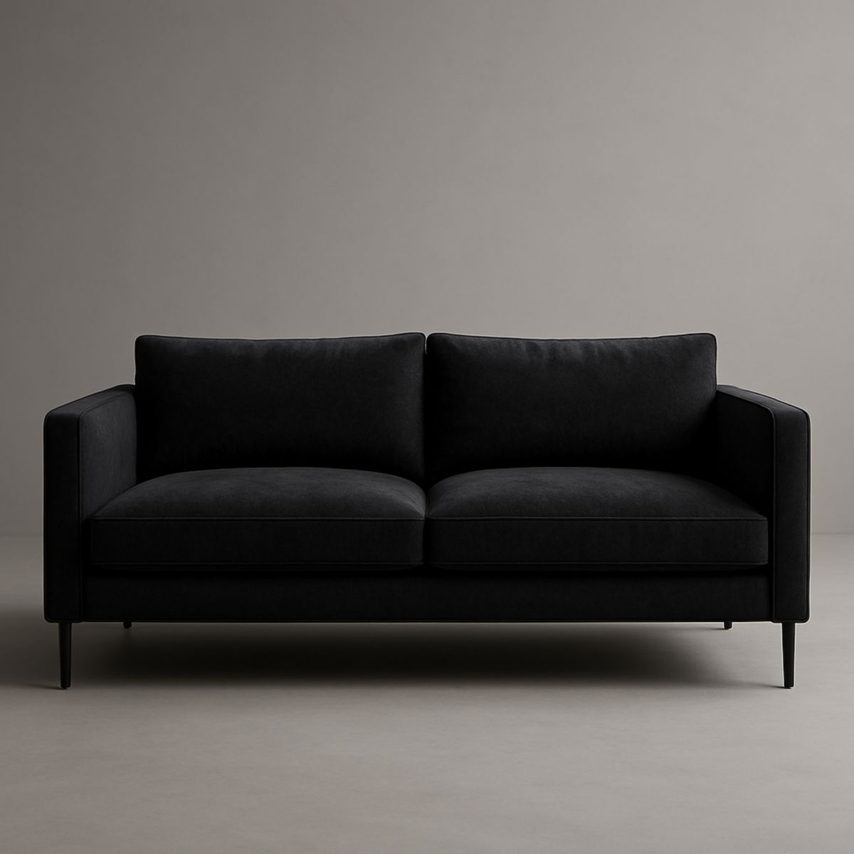 Canapé 2 places en tissu polyester noir avec structure en acier