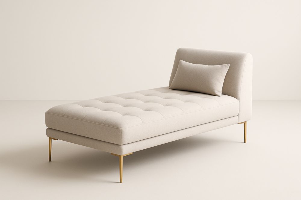 Méridienne en Tissu Beige avec Pieds acier