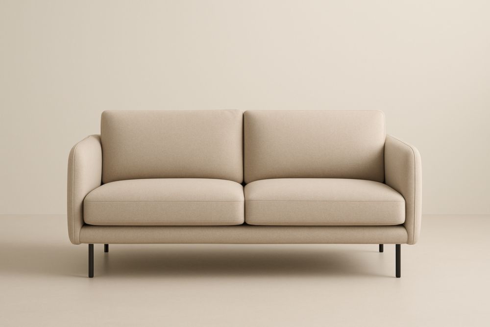 Canapé 2 places en tissu beige avec pieds en métal