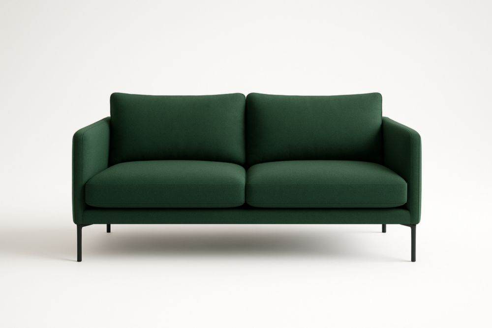 Canapé 2 Places Vert en Tissu avec Pieds en Métal