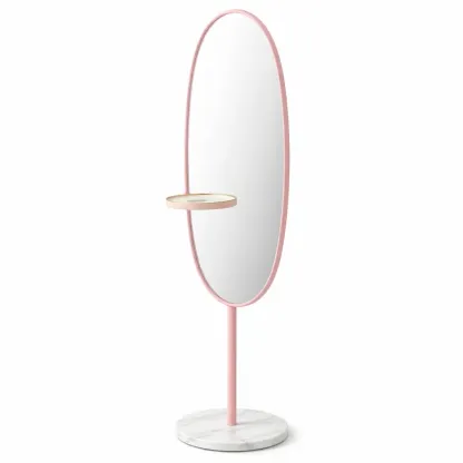 Oval Freestanding Floor Mirror with Marble Base-pureoakliving
