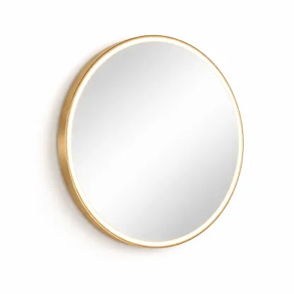 Round Wall Mirror with Gold Metal Frame-pureoakliving