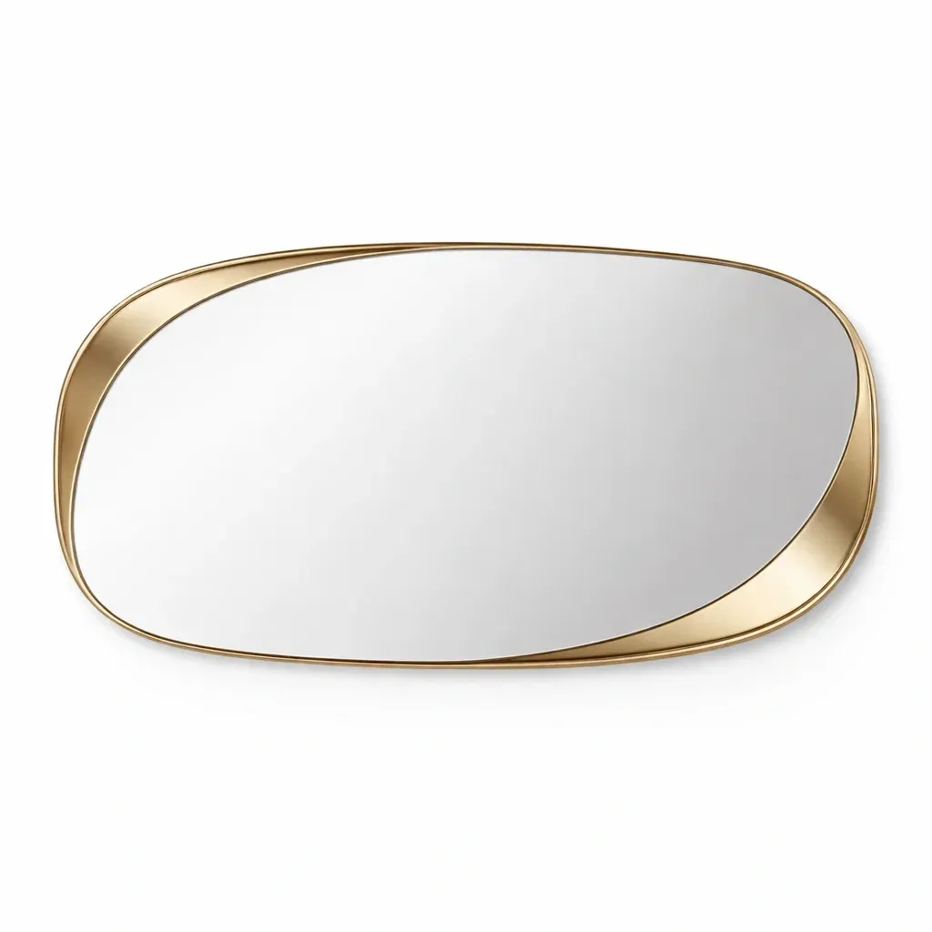 Irregular Oval Wall Mirror with Gold Frame-pureoakliving