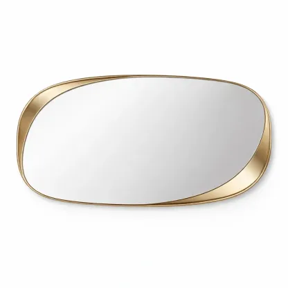 Irregular Oval Wall Mirror with Gold Frame-pureoakliving