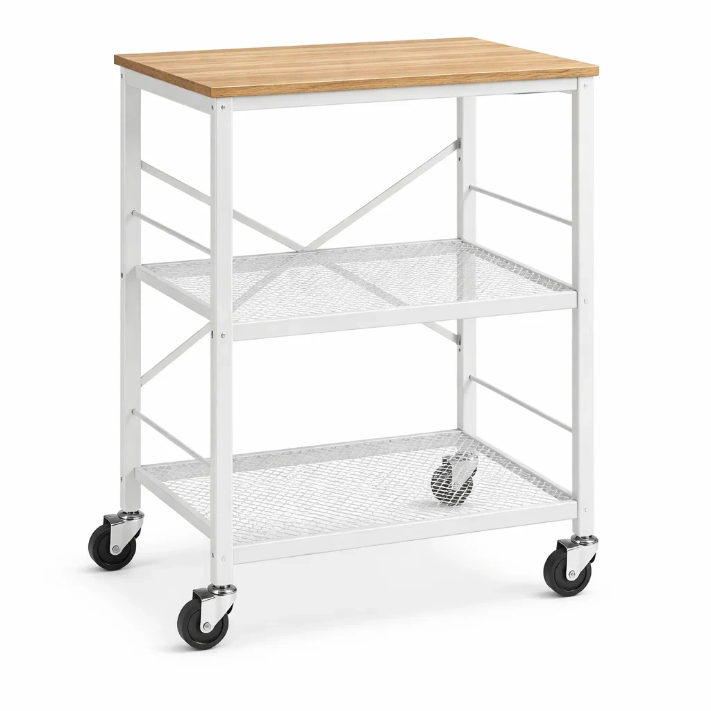 Kitchen Storage Trolley with Wooden Top-pureoakliving