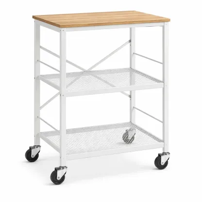 Kitchen Storage Trolley with Wooden Top-pureoakliving