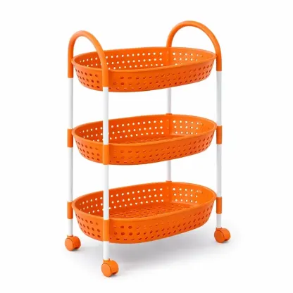Three-Tier Perforated Storage Trolley-pureoakliving
