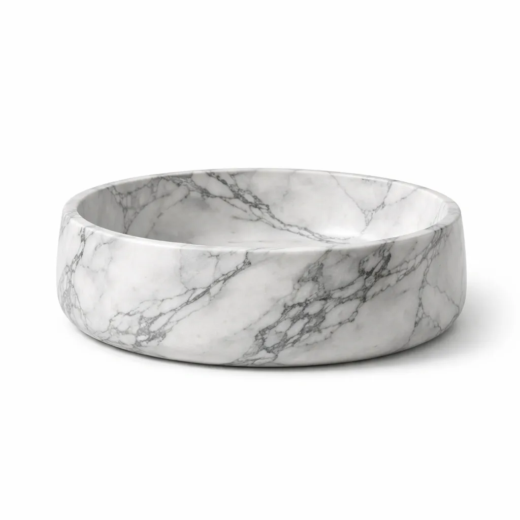 Round Marble Effect Countertop Wash Bowl-pureoakliving