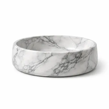 Round Marble Effect Countertop Wash Bowl-pureoakliving