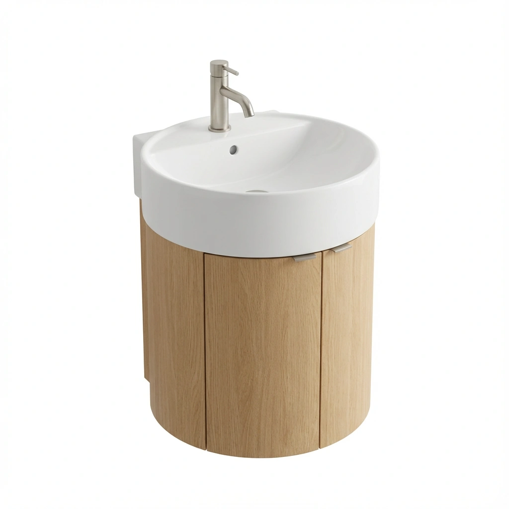 Vanity Unit with Integrated Ceramic Basin-pureoakliving