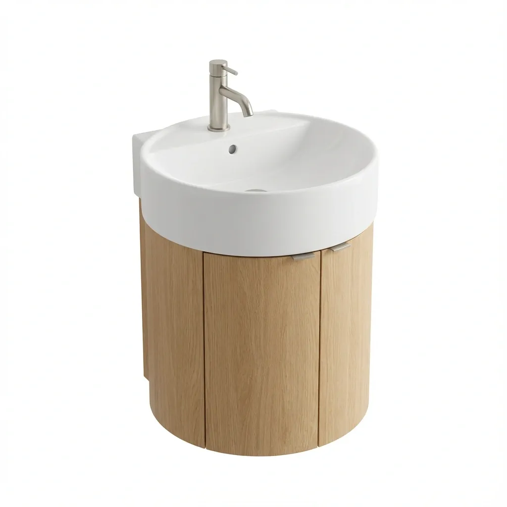 Vanity Unit with Integrated Ceramic Basin-pureoakliving