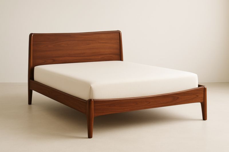 Letto matrimoniale in legno noce con materasso crema 200x160 cm(Lu×L)