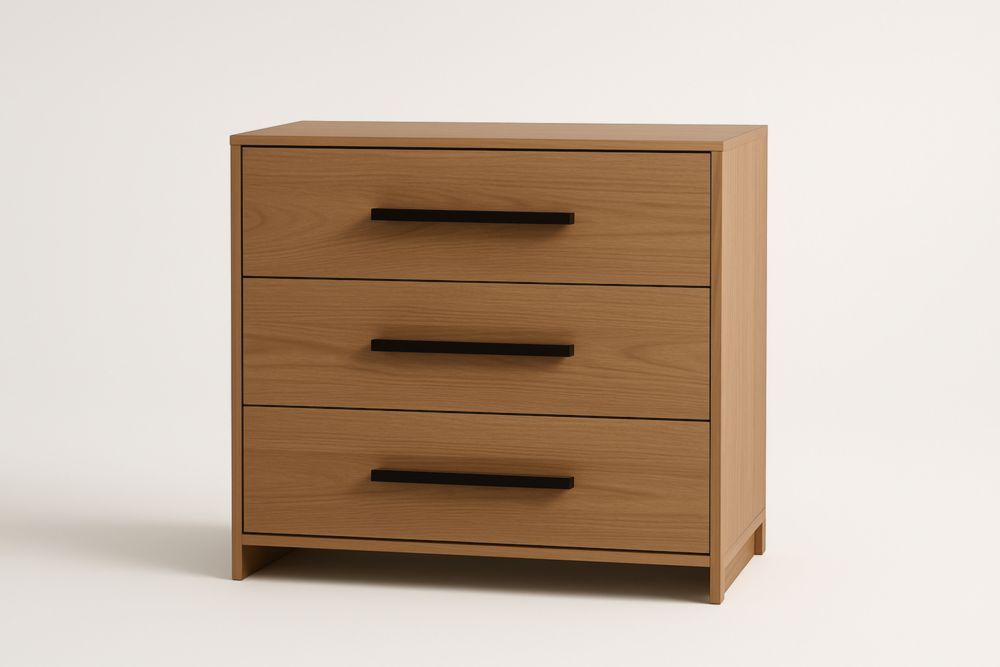 Cassettiera a Tre Cassetti in Legno MDF Rovere