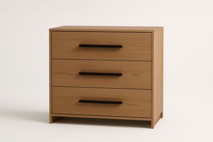 Cassettiera a Tre Cassetti in Legno MDF Rovere