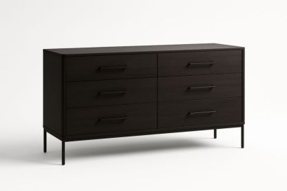 Cassettiera a Sei Cassetti in Legno e Metallo Nero