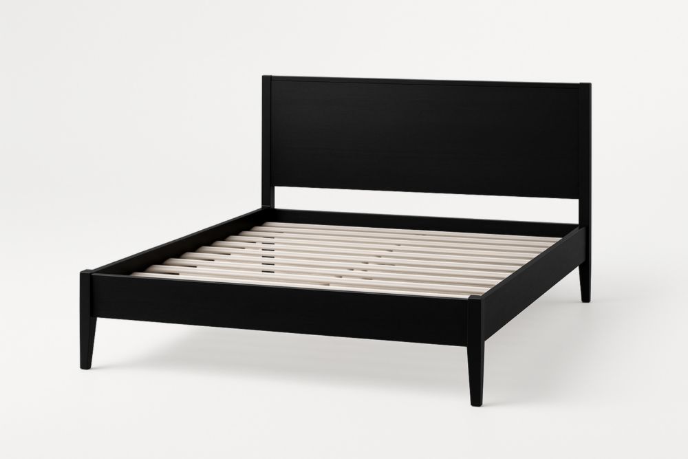 Letto matrimoniale in legno nero 160x200 cm