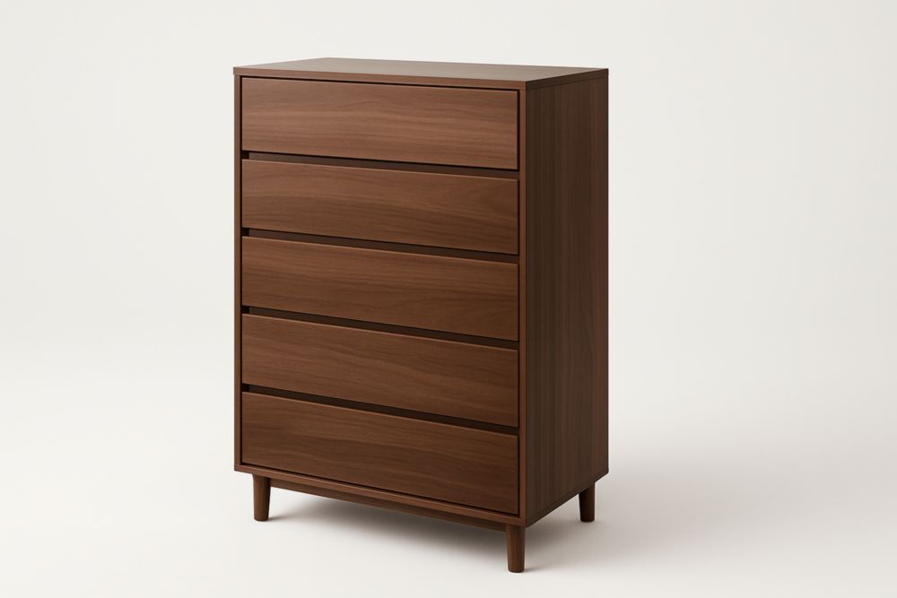 Cassettiera in Noce con 5 Cassetti Marrone 100x80x40 cm