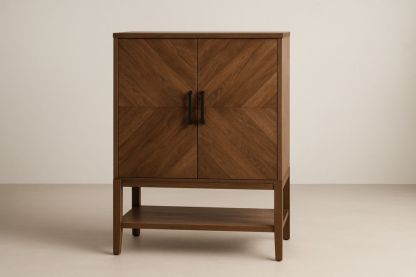 Mobile contenitore in Legno di Noce con Disegno Chevron