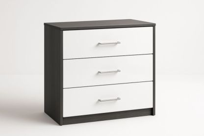 Cassettiera in Legno con 3 Cassetti Nero e Bianco