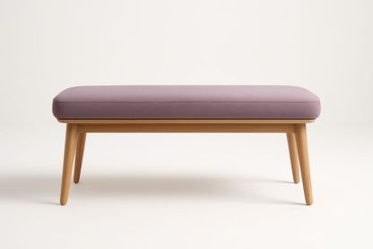 Panca con Seduta in Tessuto Poliestere Lilla e Gambe in Legno Massello