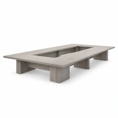 Low Profile Square Wooden Meeting Table with Central Opening-urbanwoodhome