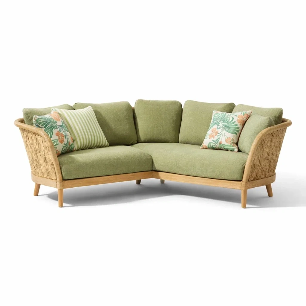 Corner Outdoor Rattan Sofa with Cushioned Seating-urbanwoodhome