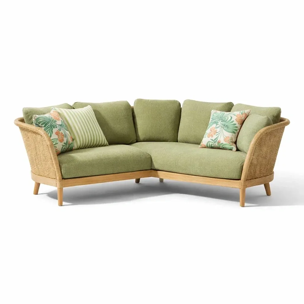 Corner Outdoor Rattan Sofa with Cushioned Seating-urbanwoodhome