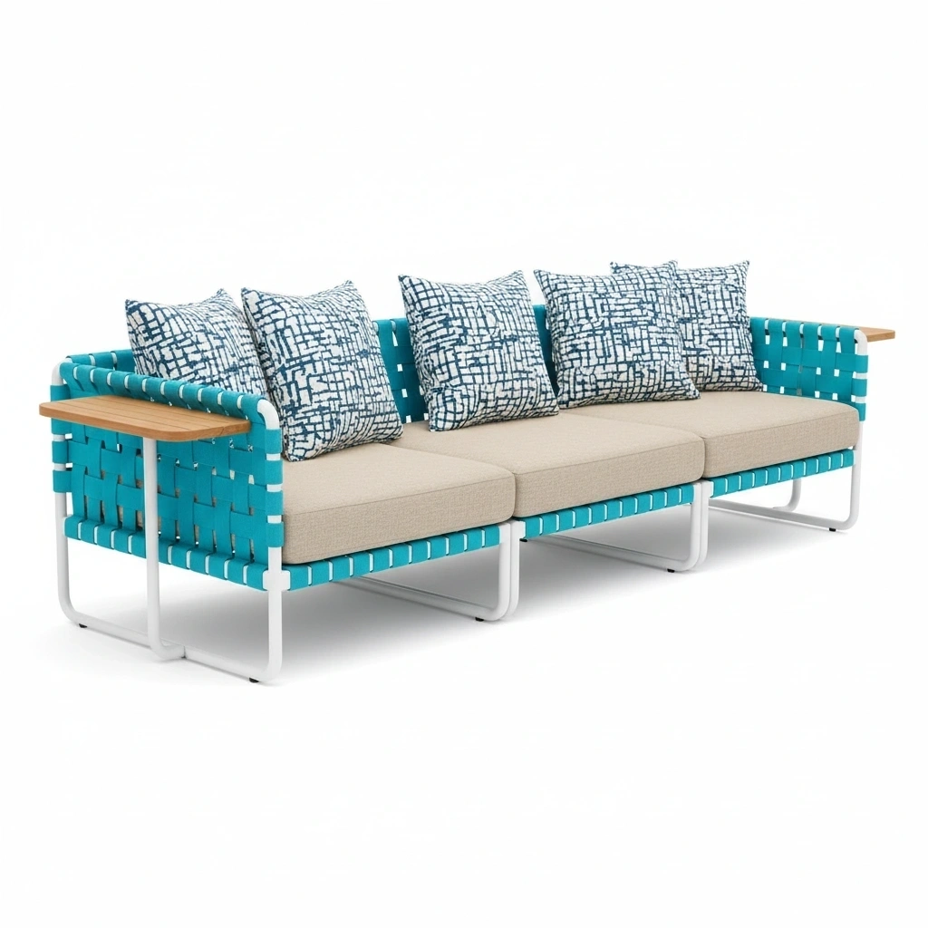 Three Seat Outdoor Woven Sofa with Cushions