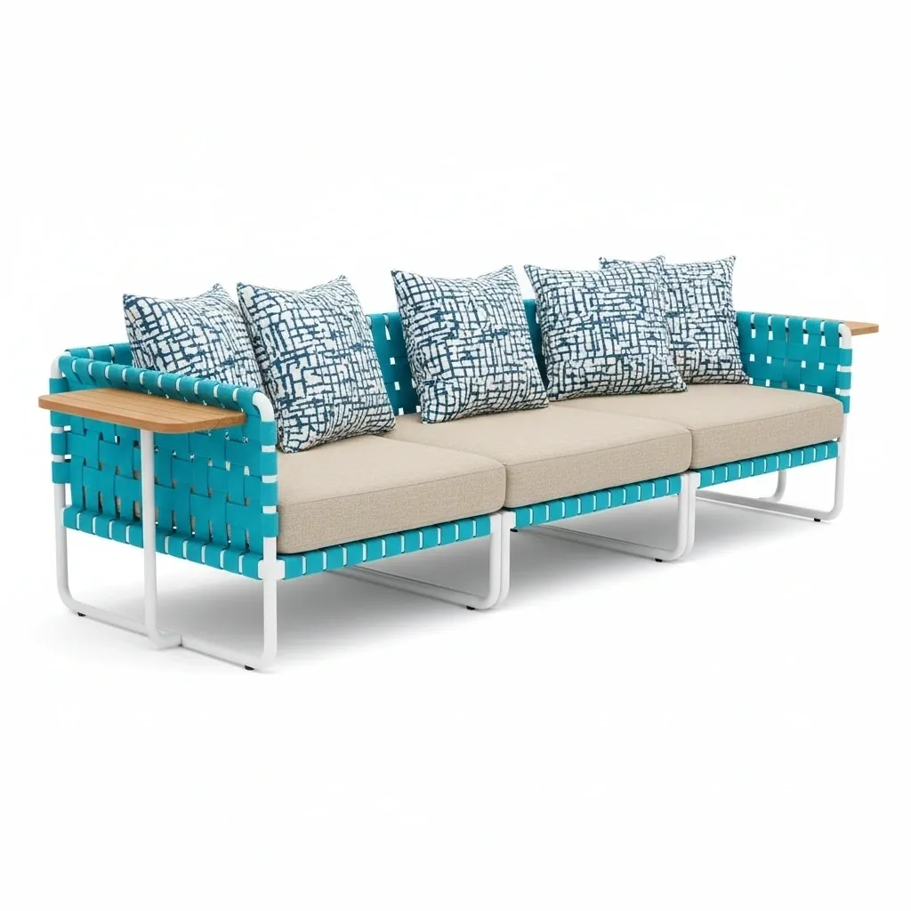 Three Seat Outdoor Woven Sofa with Cushions