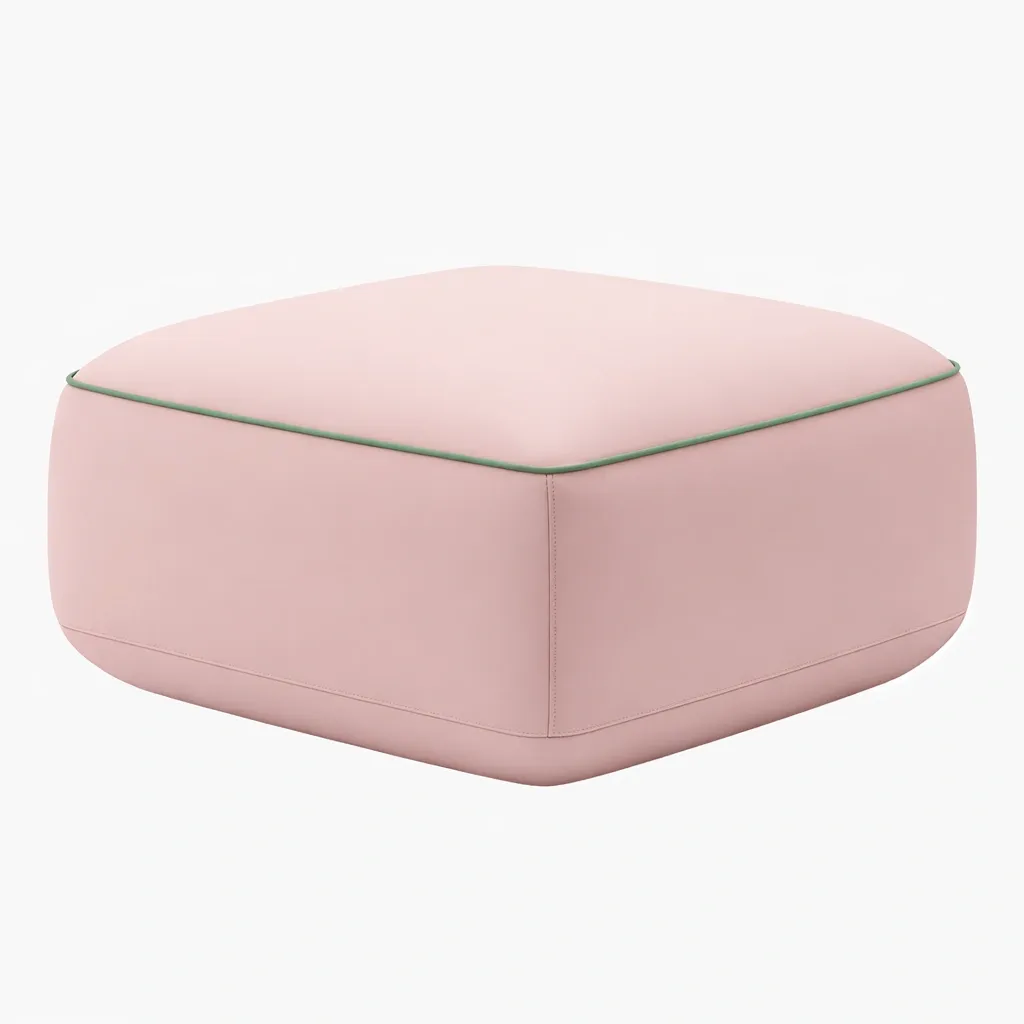 Pink Upholstered Square Ottoman Footstool with Soft Padded Design-urbanwoodhome