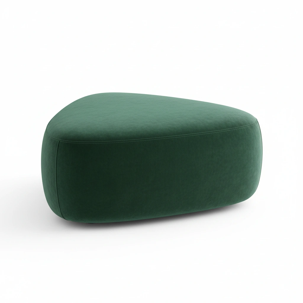 Dark Green Velvet Oval Ottoman Stool for Living Room Use-urbanwoodhome