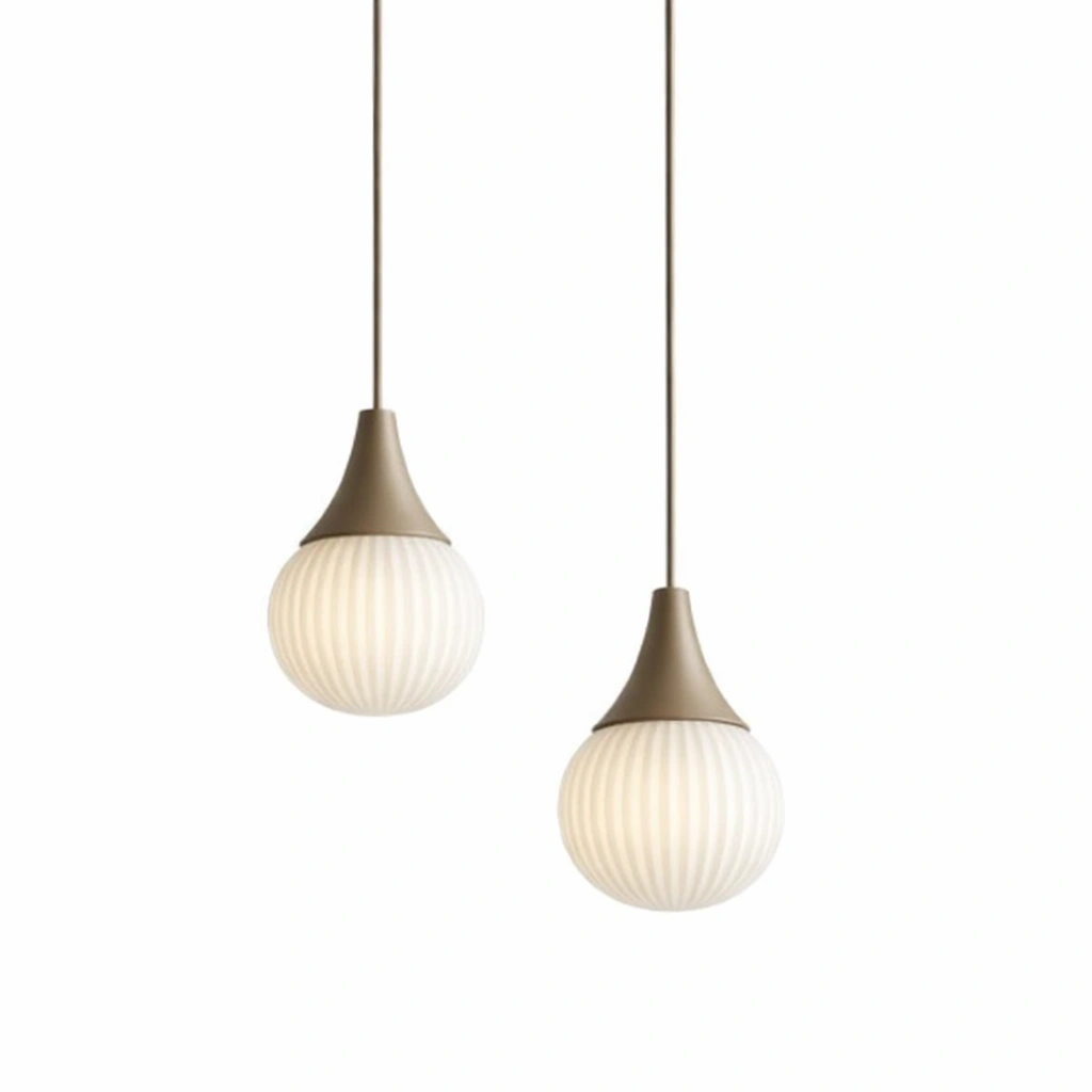 Twin Ribbed Glass Pendant Lights with Fabric Hanging Cords-urbanwoodhome