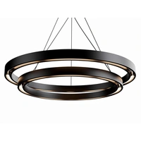 Black Circular LED Ring Pendant Light with Suspended Metal Frame-urbanwoodhome