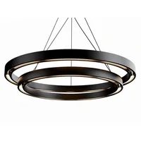 Black Circular LED Ring Pendant Light with Suspended Metal Frame-urbanwoodhome