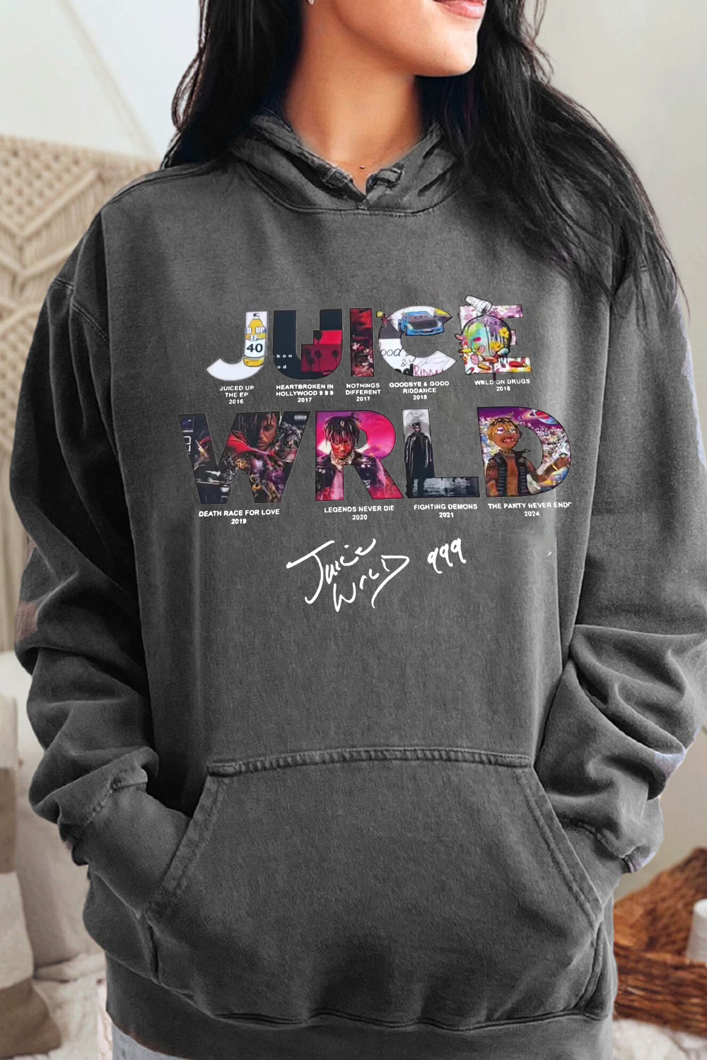 WRLD lettering print hoodie