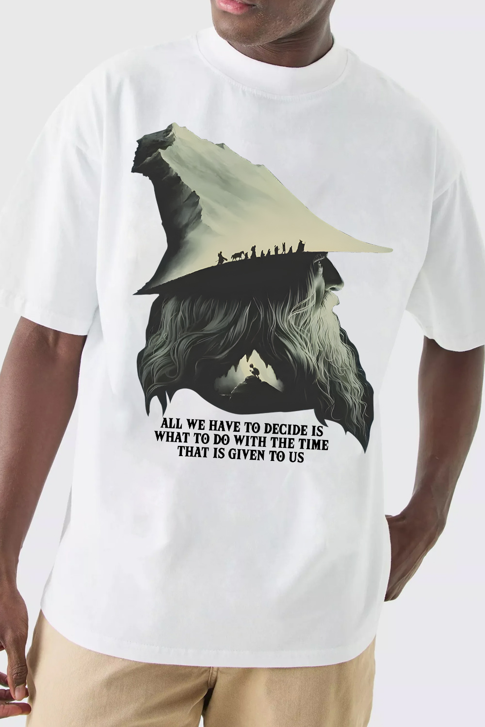 LOTR Gandalf Quote All We Have To Decide Front Vintage Shirt Tee - Men