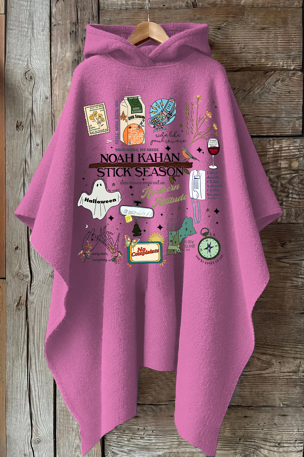 Stick Season Noah Kahan Full Version Hooded Warm Shawl Cape