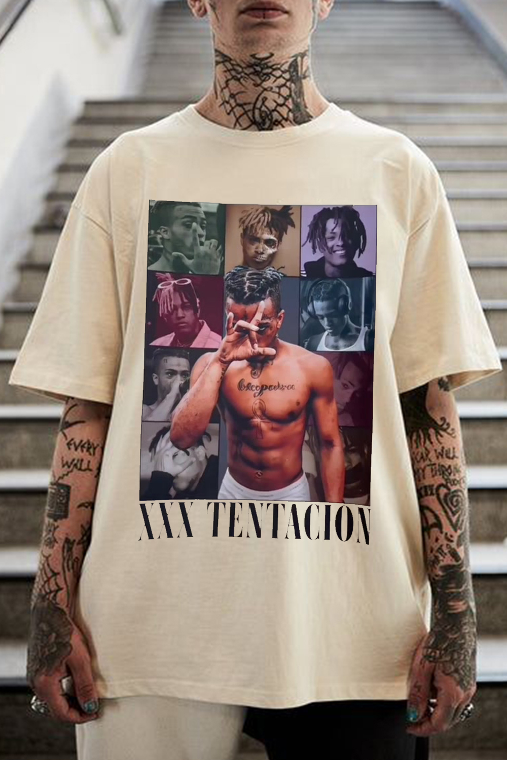 XXXTentacion cartoon print round neck men's short-sleeved T-shirt