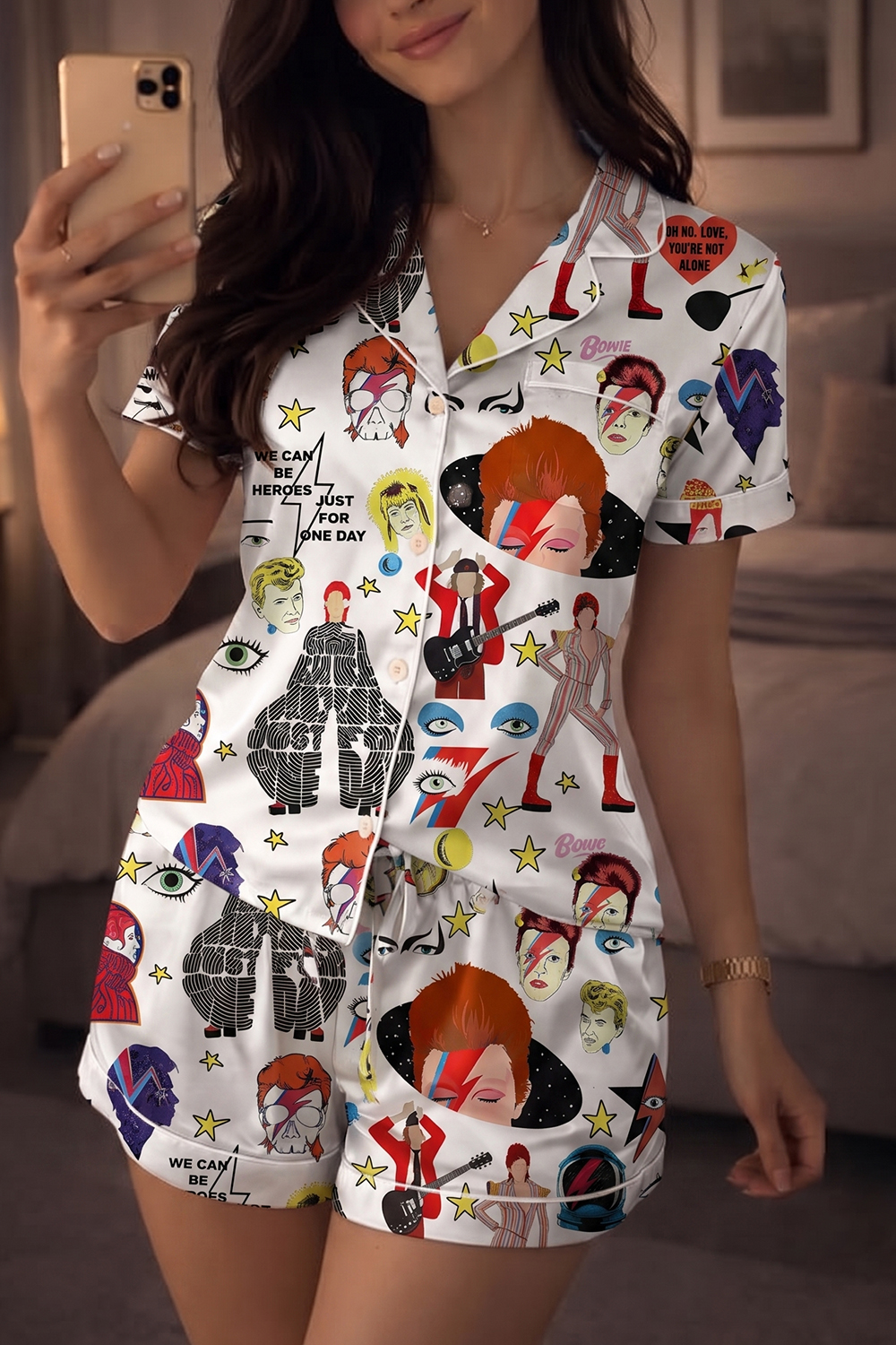 David Bowie We Can Be Heroes Just For One Day Pajamas Set