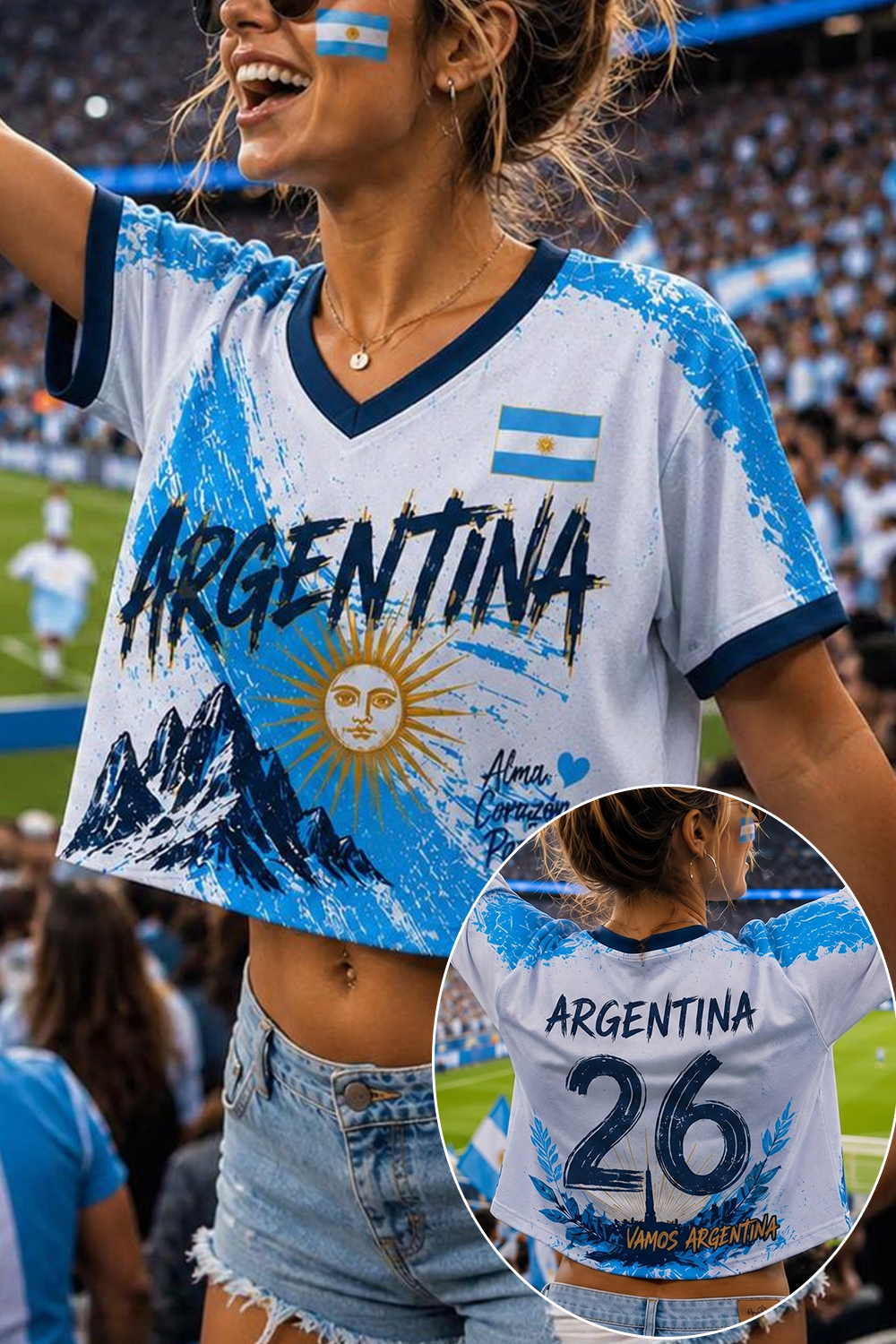 Argentina Soccer 26 Crop Top Jersey