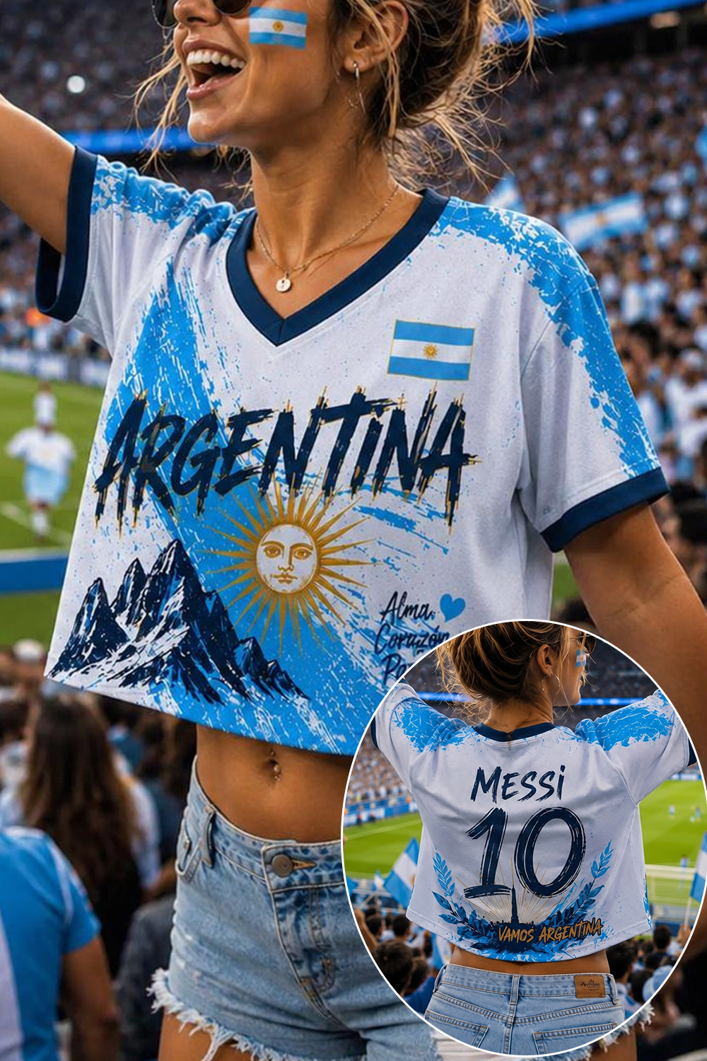 Argentina Soccer 10 Crop Top Jersey